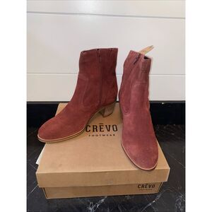 Crevo Mid Calf Brick Red Suede Leather Boots Size 8.5 NWB